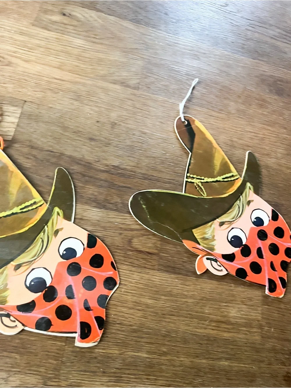 1950s Die cut Vintage Cowboy Party decorations set of two